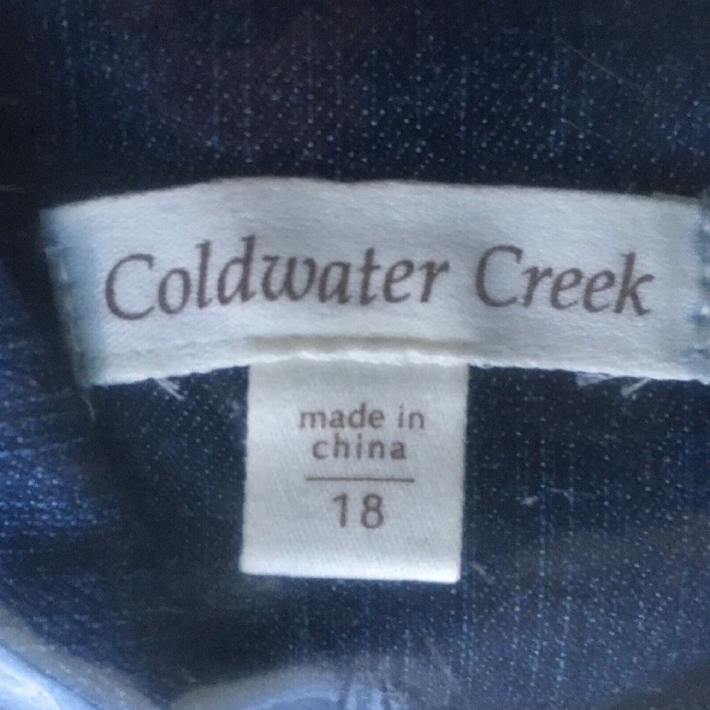 nwt Coldwater Creek Long Sleeve Denim Jacket with Boucle Fringe in Women's Sz 18 - Picture 2 of 6